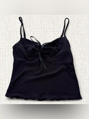 Rewind Black Ribbed Cami with Bow